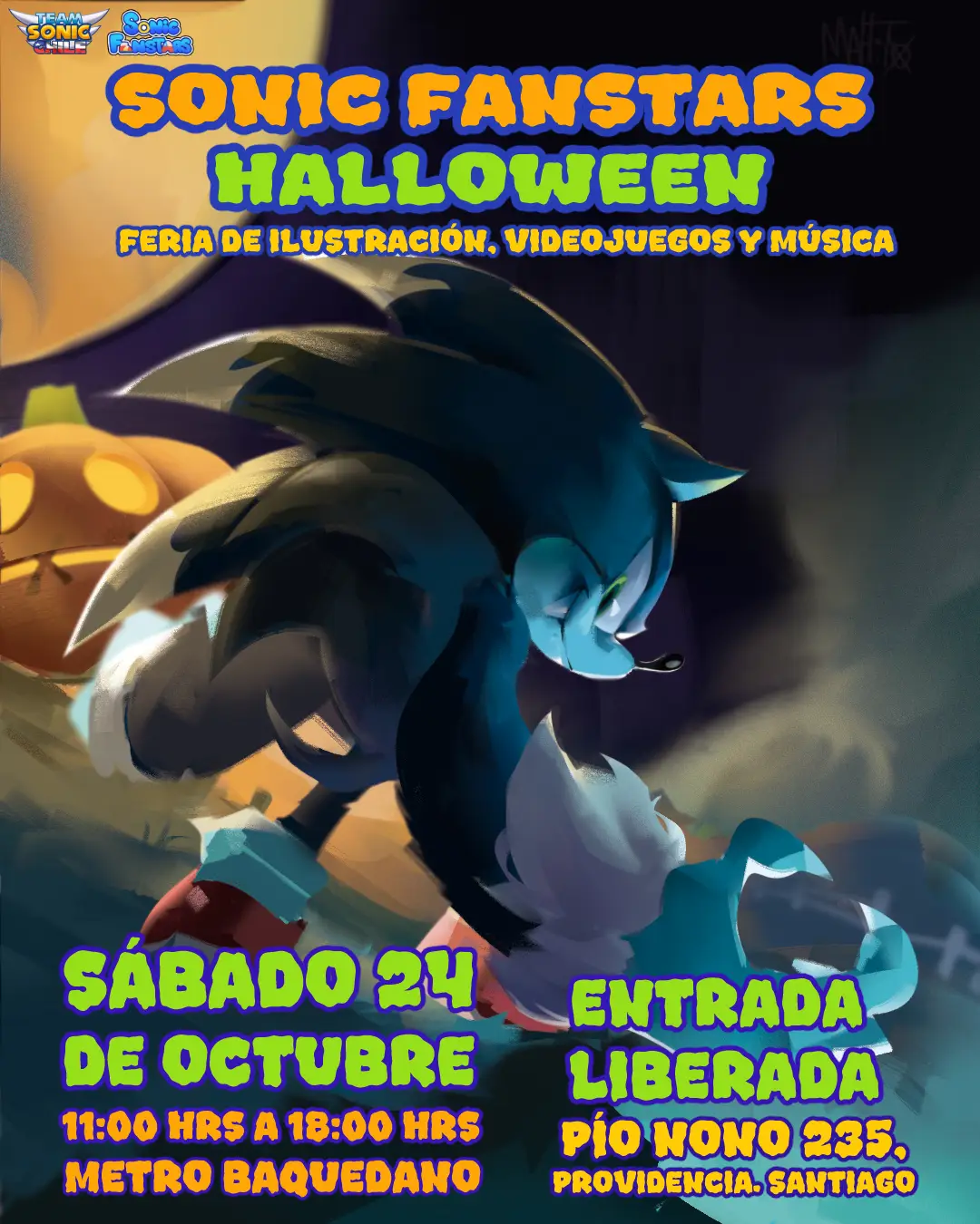 Flyer del evento Sonic Fanstars de Aniversio, feria de ilustración por el aniversario de Sonic